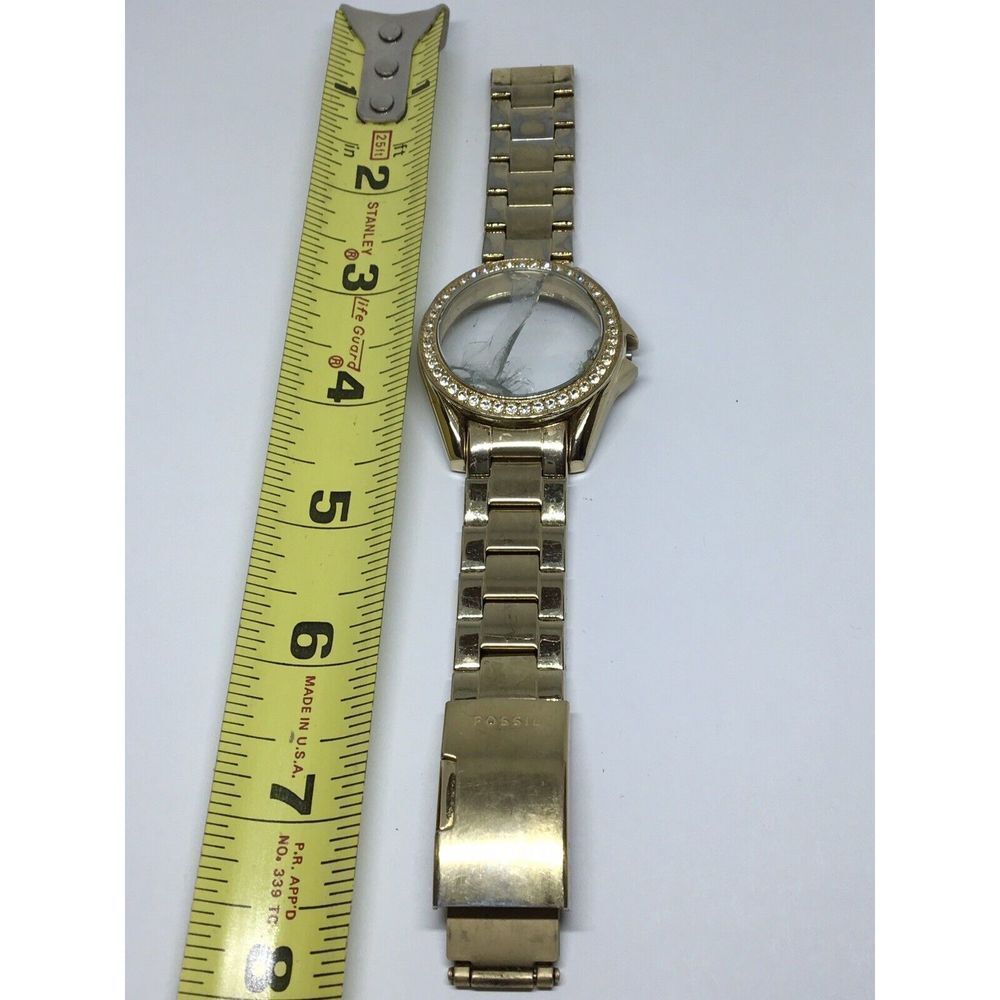 Authentic Fossil Watch Parts Links Case Band 18mm Stainless Steel Gold A673